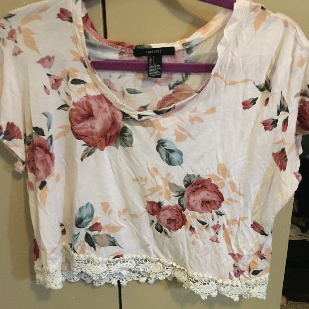 Forever 21 Flower Crop Top